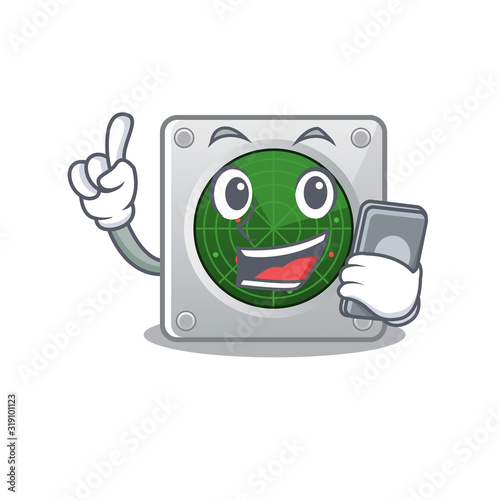 Cartoon design of radar speaking on a phone