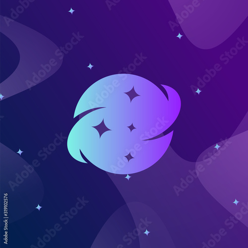 Planet Logo abstract design vector template Negative space style.