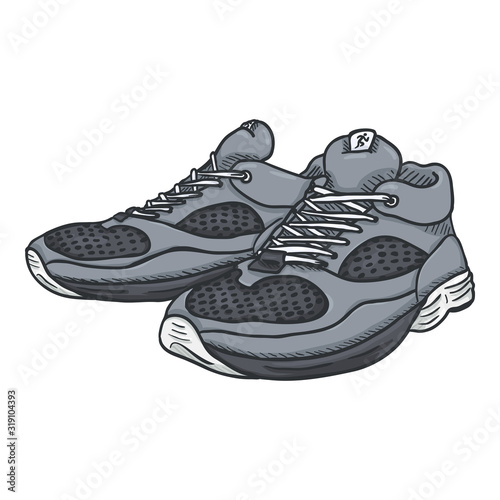 Vector Cartoon Gray Running Shoes