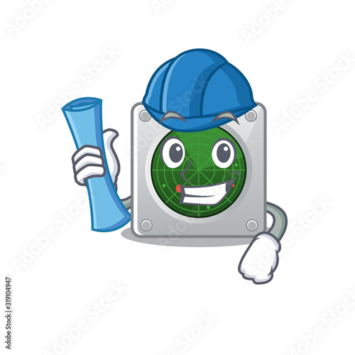 Elegant Architect radar having blue prints and blue helmet