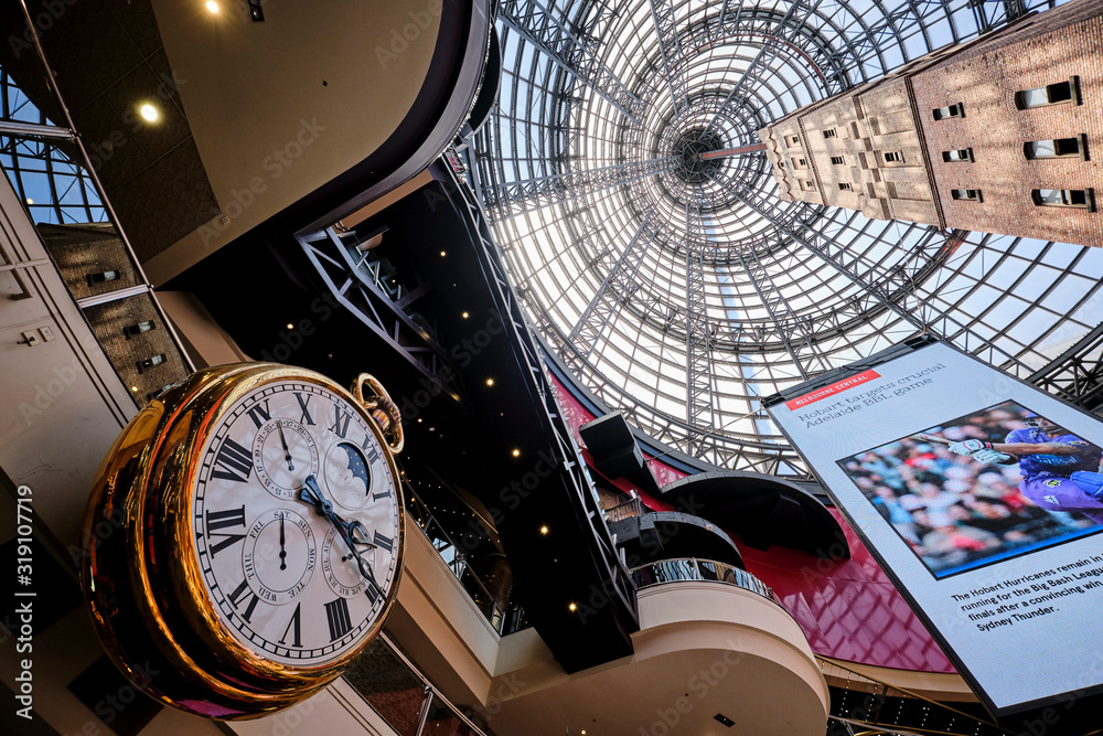 Fototapeta premium Melbourne central shopping mall with shot tower and glass dome