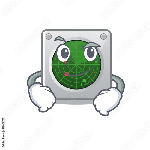 Cool radar mascot character with Smirking face