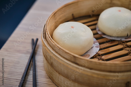 Fresh made steamed dumplings in asian restaurant in melbourne