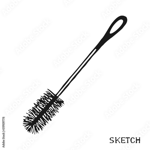 Toilet brush on a white background in vector