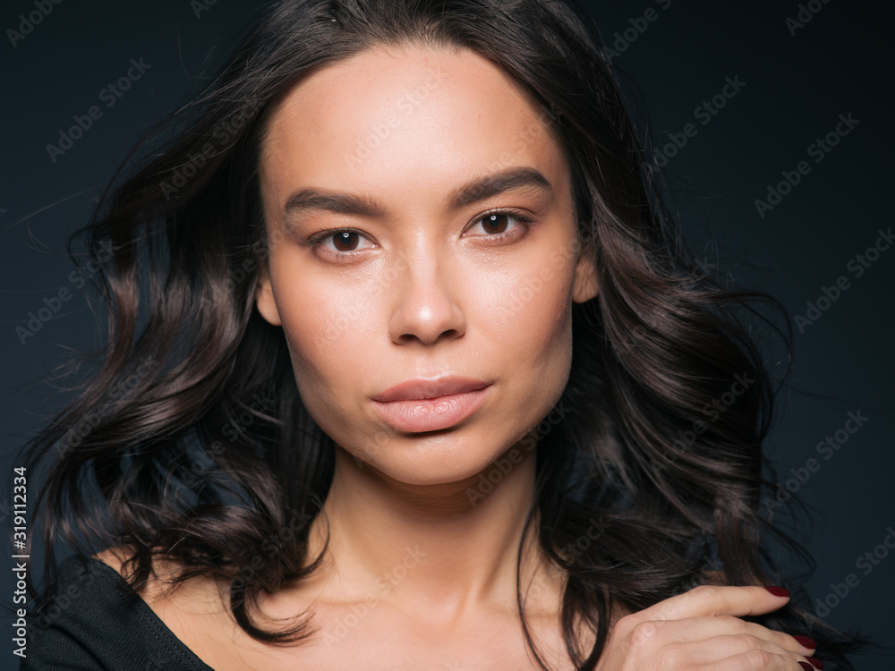 Naklejka premium Asian woman natural make up healthy skin beauty