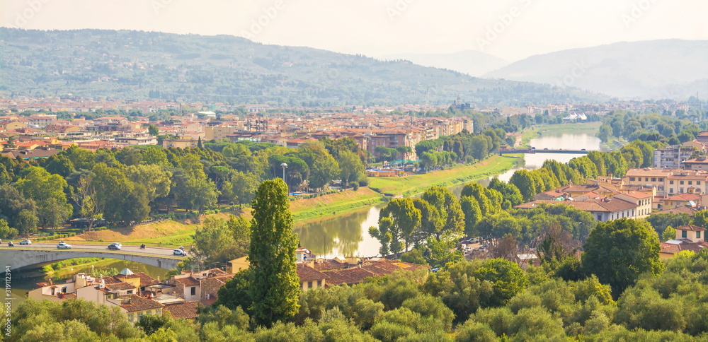 Bridges and Arno Riverbank in Florence