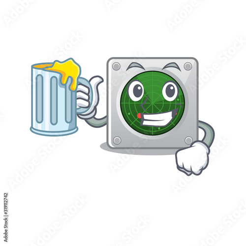 Happy radar mascot design with a big glass