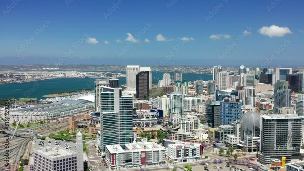 Aerial video over Downtown San Diego California on a beautiful sunny Day Aerial video over Downtown San Diego California on a beautiful sunny Day