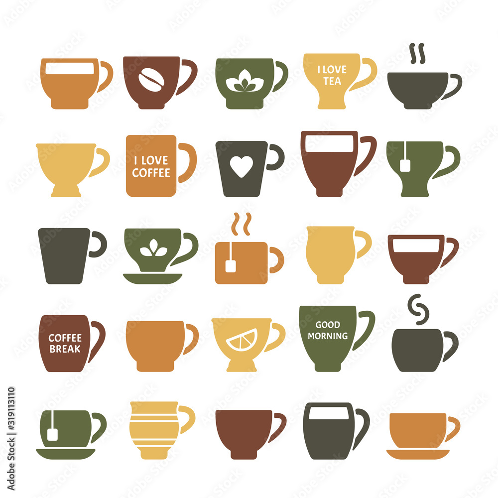 Coffee mugs vector symbols for logo design