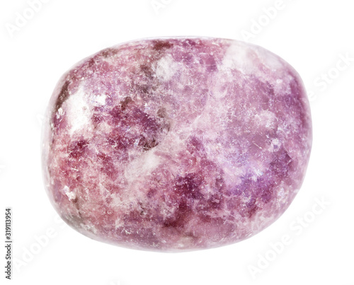 фотографія polished Lepidolite gemstone isolated on white
