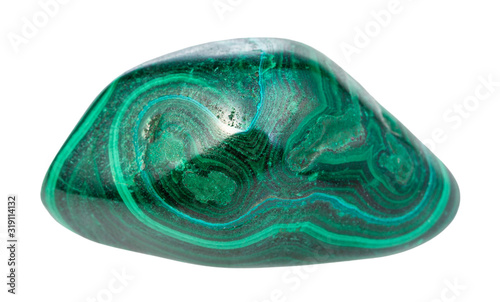 polished Malachite gem stone isolated on white