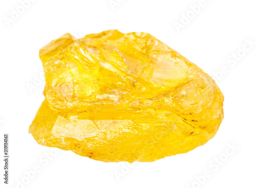 raw Sulphur (Sulfur) nugget isolated on white