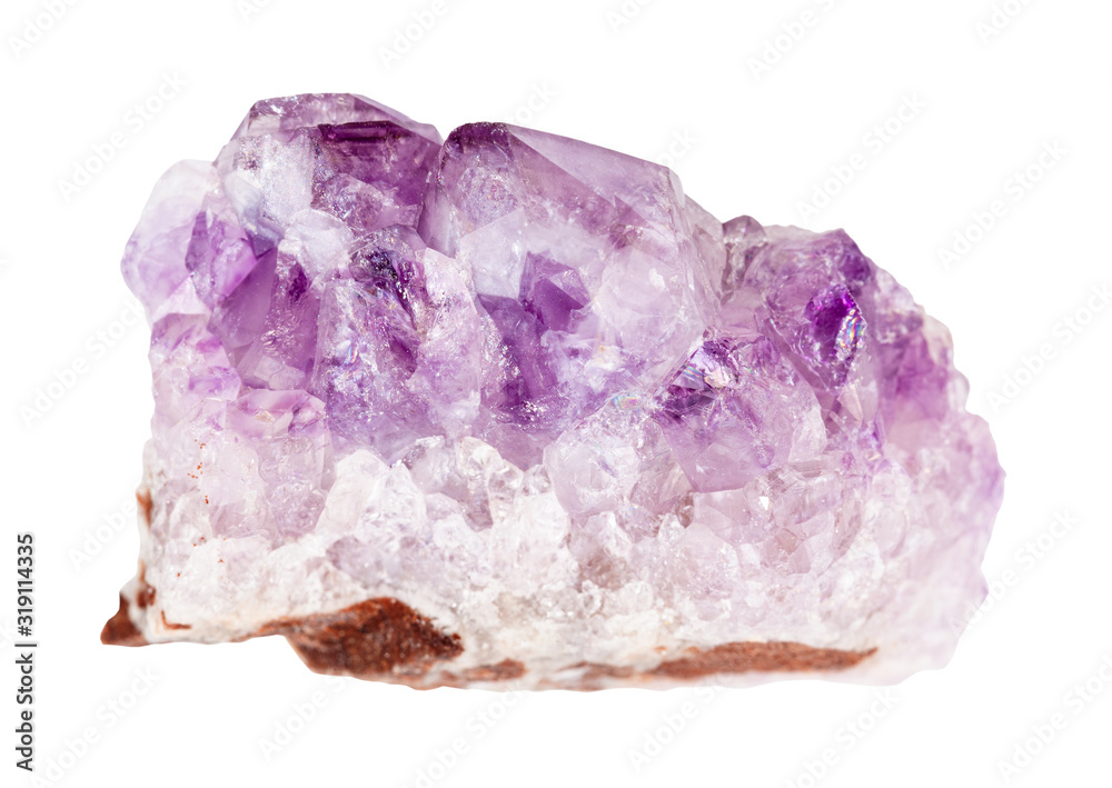 raw druse of Amethyst rock isolated on white raw druse of Amethyst rock isolated on white