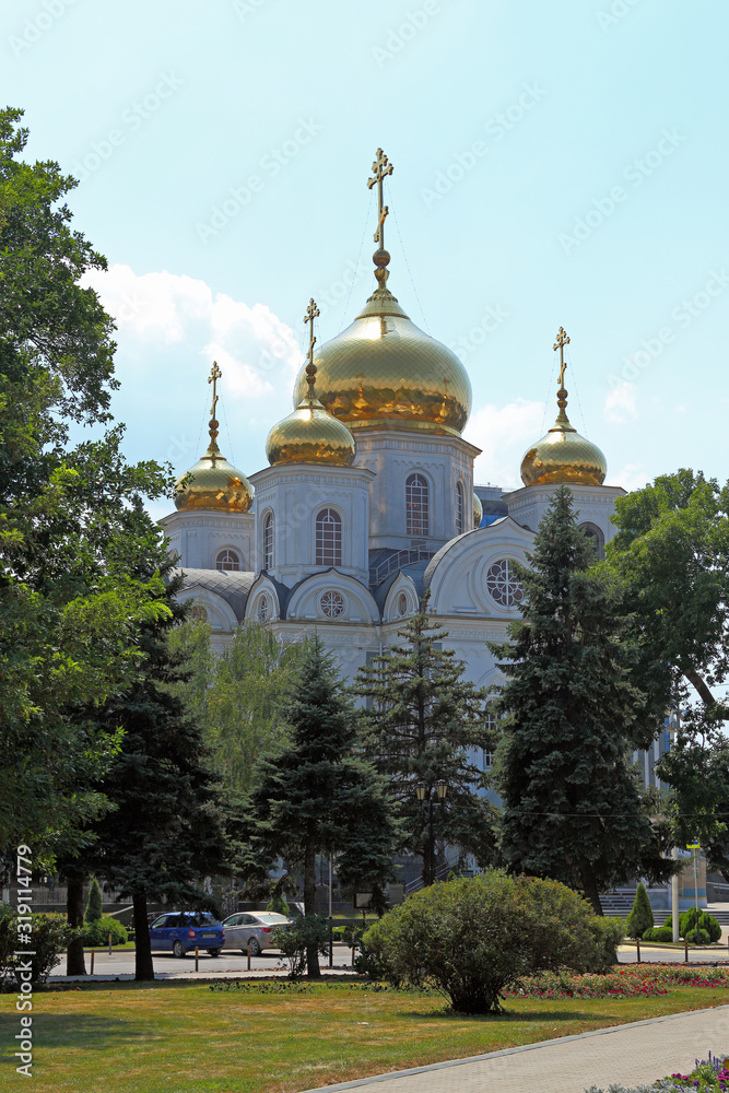 Orthodox Church of Alexander Nevsky on a summer day in the city of Krasnodar in southern Russia