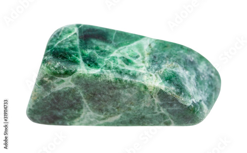 tumbled Jadeite (green jade) gemstone isolated