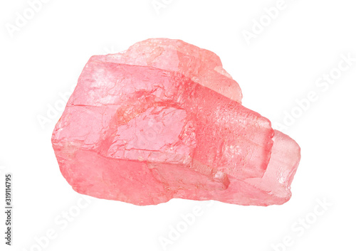 raw crystal of Rhodochrosite isolated on white