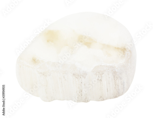 polished Ulexite (TV rock) stone isolated on white