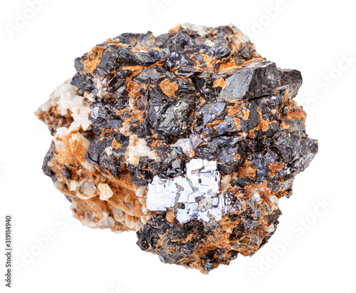 Galena and Sphalerite crystals on quartz rock