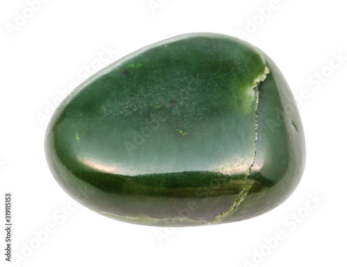 polished Nephrite (green jade) gemstone isolated photo