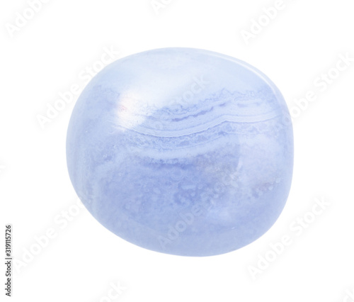 Fotografi polished blue lace agate (Chalcedony) gemstone