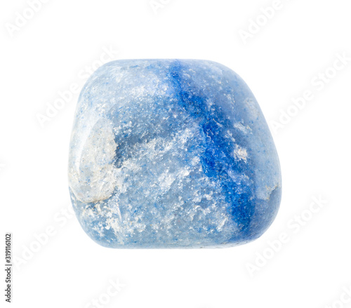 tumbled blue agate (quartz) gem stone isolated