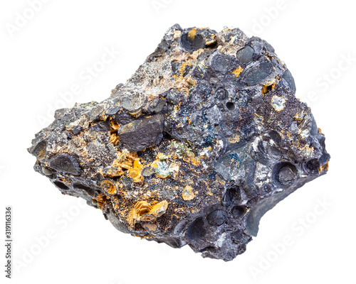 Pisolite from iron ore rock isolated on white