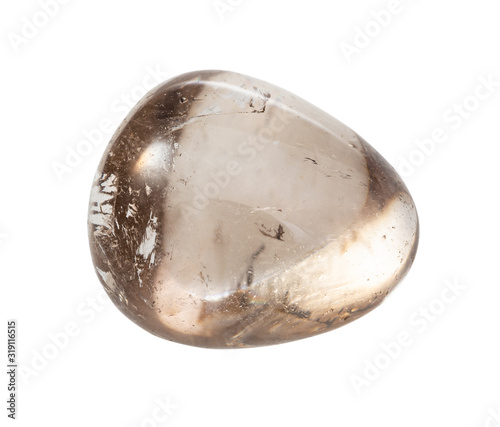 Smoky quartz gem stone isolated on white