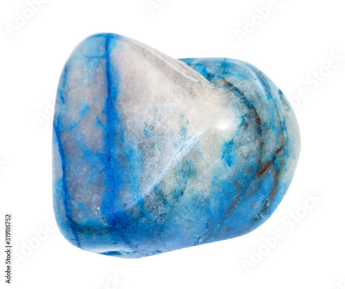 tumbled Shattuckite gem stone isolated on white