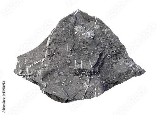 Photos unpolished Shungite shale rock isolated on white