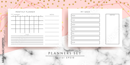 Vector Marble Planners set on Marble