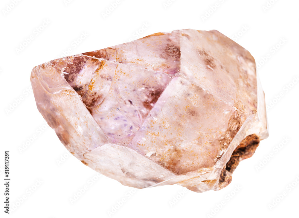 raw Amethyst crystal rock isolated on white