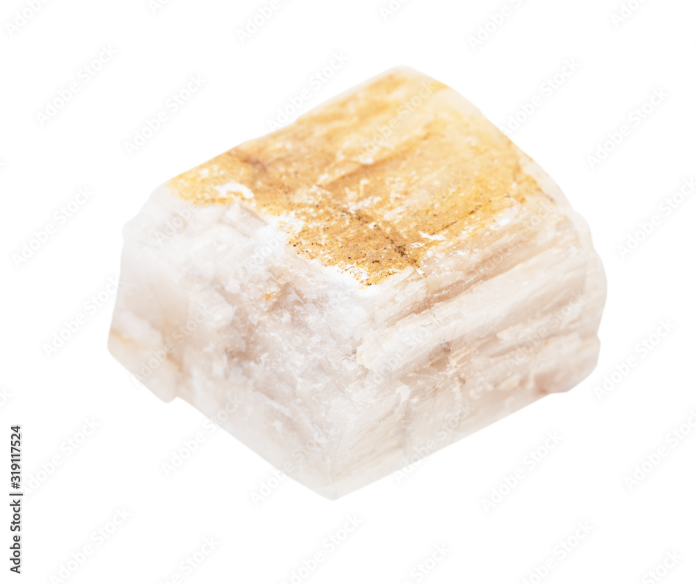 rough white Calcite rock isolated on white