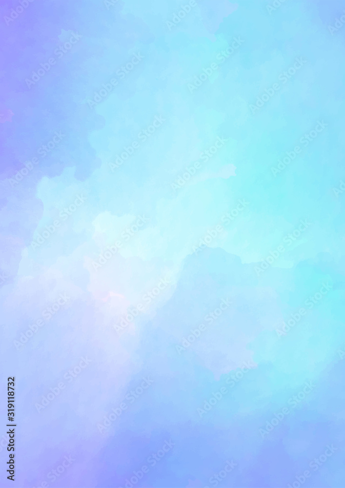 Light watercolor background in turquoise blue. Marine, sky colorful background.