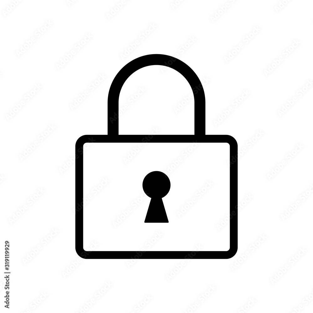 Padlock icon vector in outline style