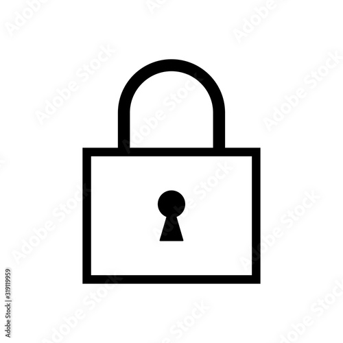 Padlock icon vector in outline style