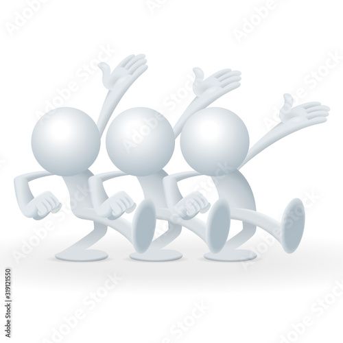 Three cute little yellow Sim man welcome you to the grand opening presentation