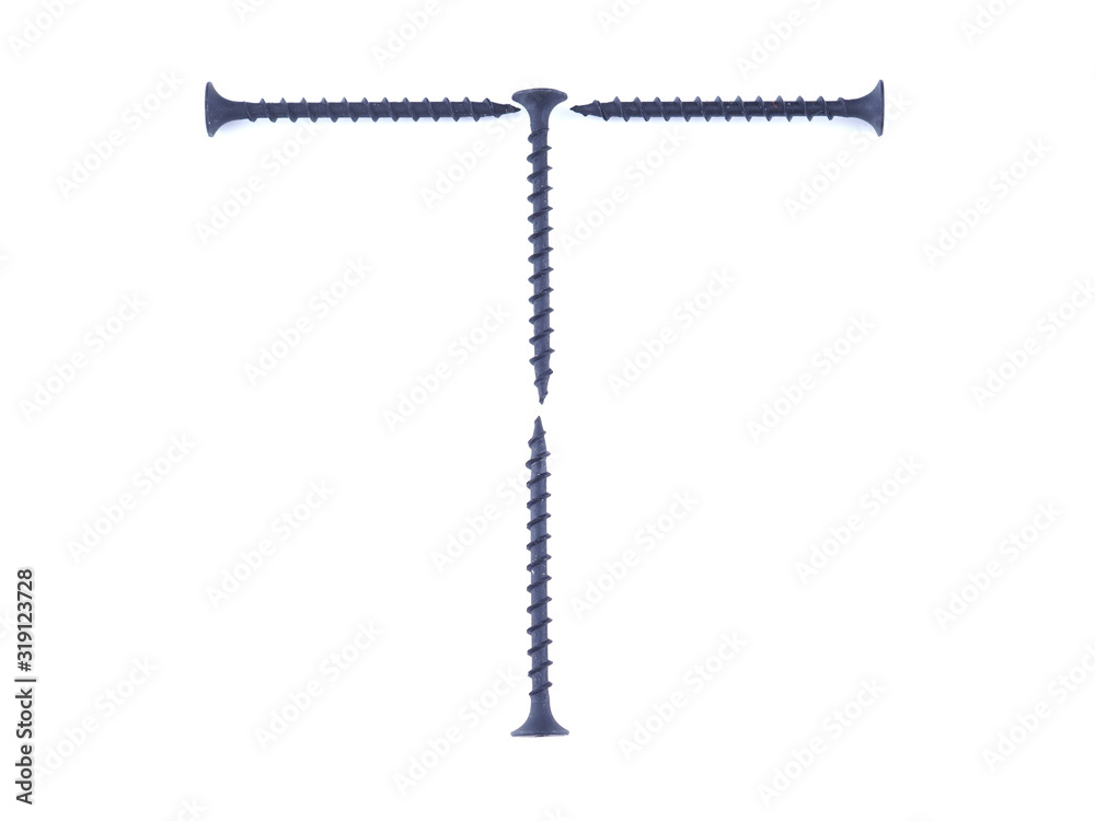 alphabet of screws on a white background alphabet of screws on a white background
