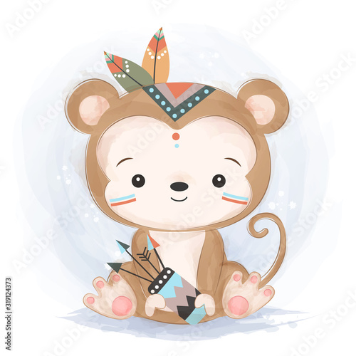 adorable monkey illustration for personal project,background, invitation, wallpaper and many more