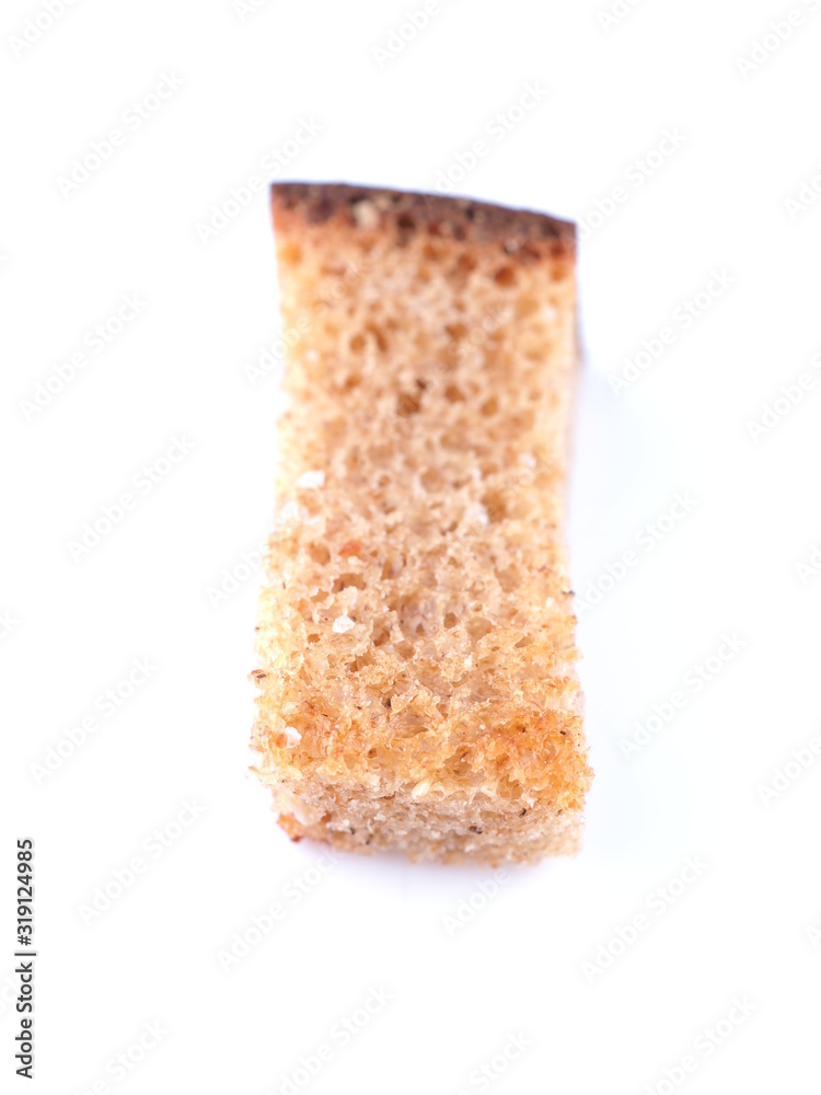 pieces of dried bread on a white background pieces of dried bread on a white background