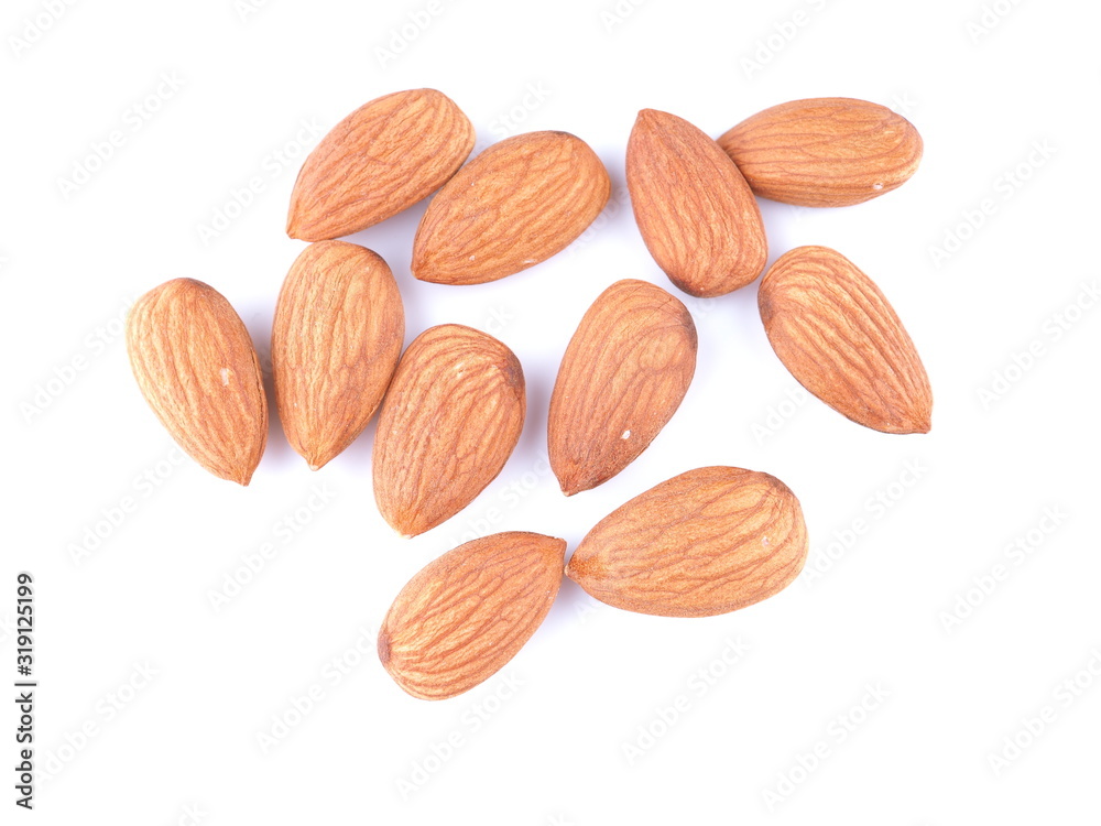 almonds on a white background almonds on a white background