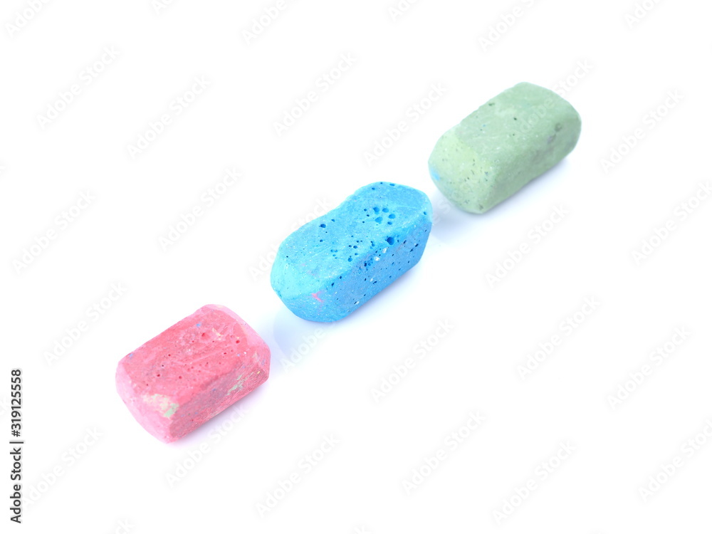 colored chalks on a white background colored chalks on a white background