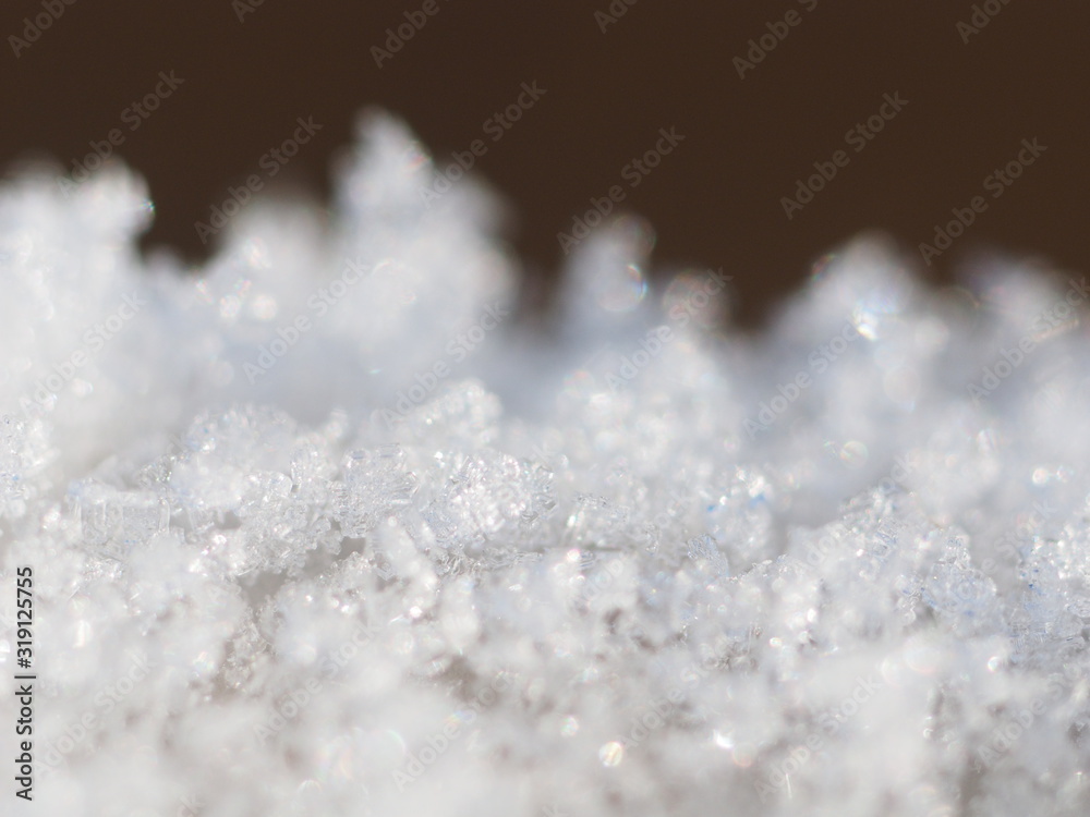 white snow and ice in the forest. winter