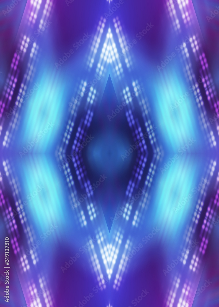 Dark abstract futuristic background. Neon glow, light lines, shapes. UV light.