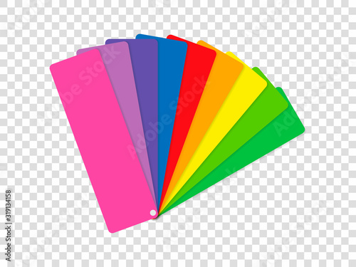 A palette of different colors is depicted in a transparent background. Reduced colors for selection.
