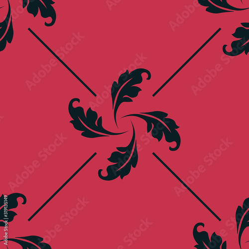 abstract floral seamless pattern with flowers, netting and leaves
