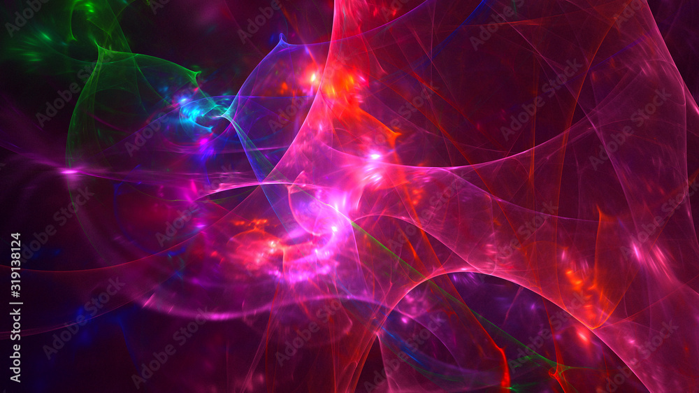 Fractal 3D rendering abstract and shiny background