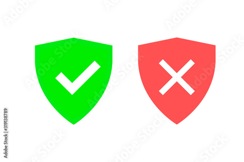 Two protective shields are trimmed against a white background. One open another closed. Green and red objects.