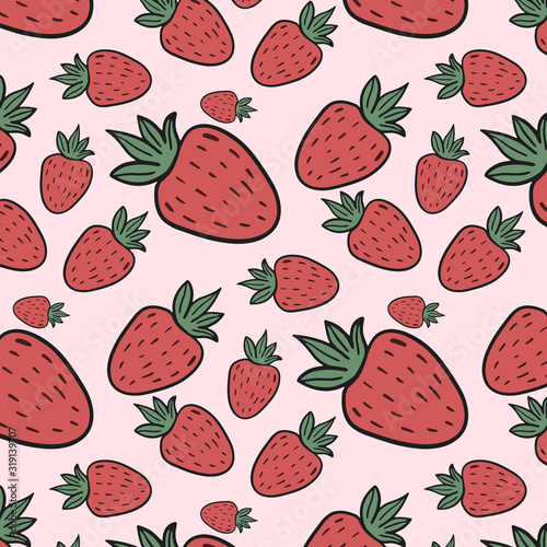 Pattern with strawberries. Vector ornament ent with strawberries. illustration in cartoon style.