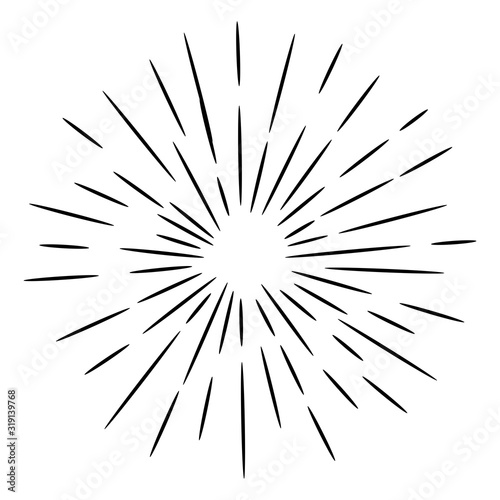 doodle design element sunburst hand drawn isolated on white background. vector illustration.