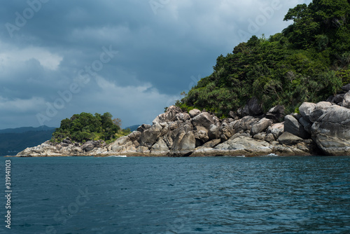 Rocky coast of tropical island